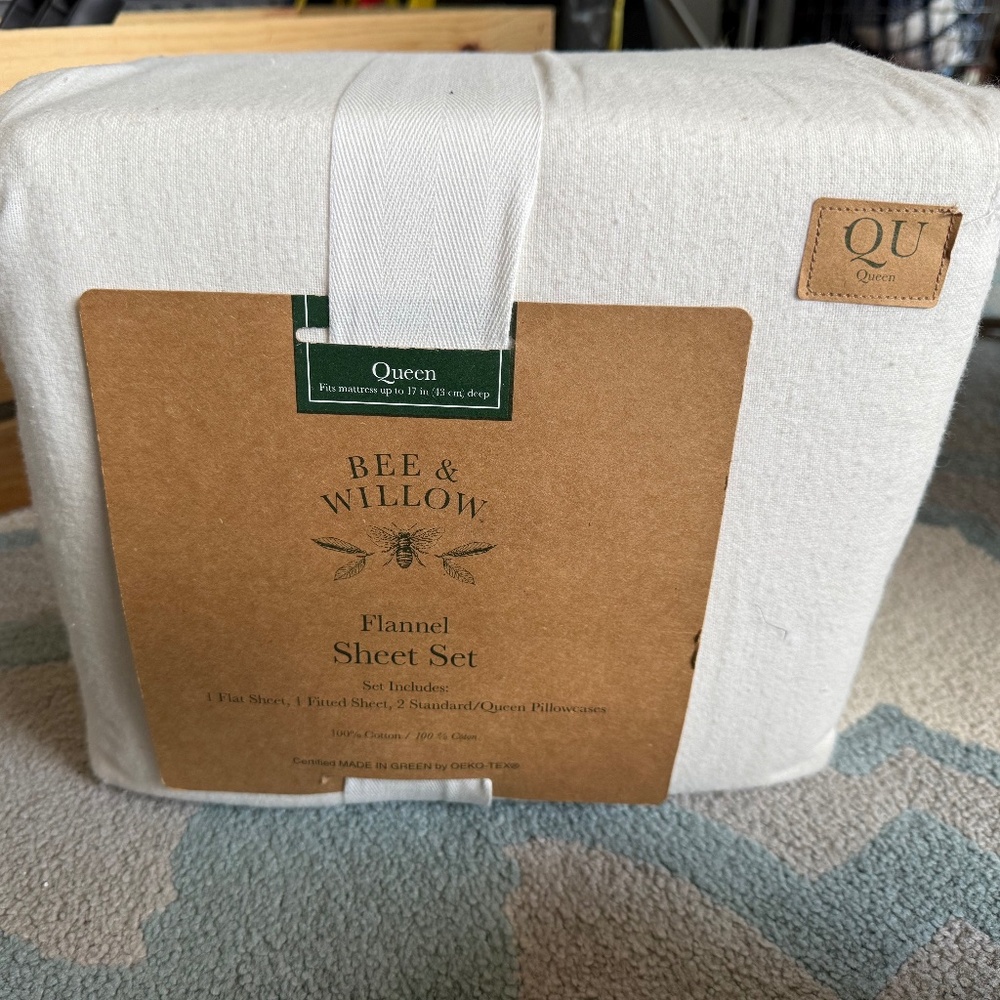 Bee & Willow 100% Cotton Flannel Queen Sheet Set